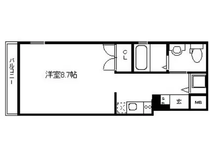 アクアプレイス京都西陣(1K/4階)の間取り写真