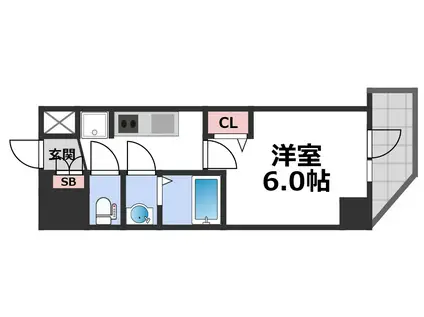 プレサンス天王寺勝山(1K/9階)の間取り写真