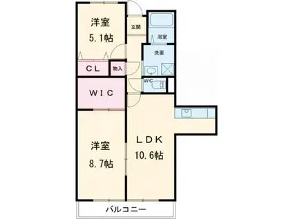 グランドメゾン桑名 弐番館(2LDK/6階)の間取り写真