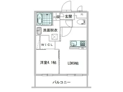 プリマベーラ井川城(1LDK/1階)の間取り写真