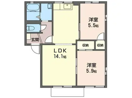 プレジオC(2LDK/1階)の間取り写真