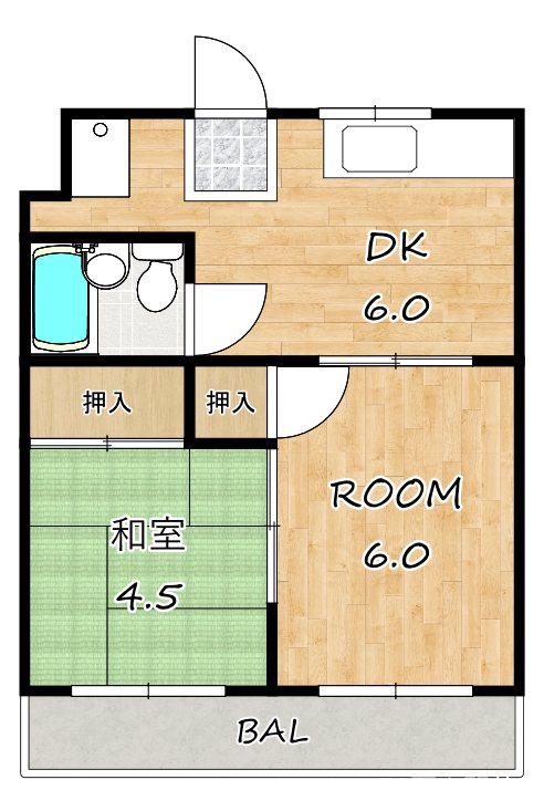 コーポフジ(2K/1階)の間取り写真