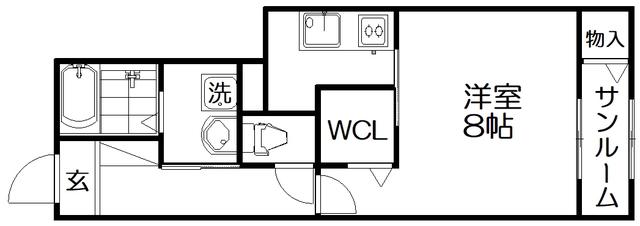 リバーサイドシトラス(1K/1階)の間取り写真
