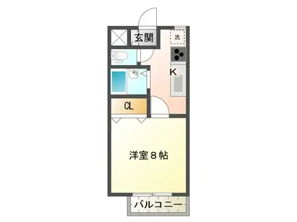 コーポバーディーII(1K/1階)の間取り写真