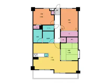 ツインコート大矢知(3LDK/3階)の間取り写真