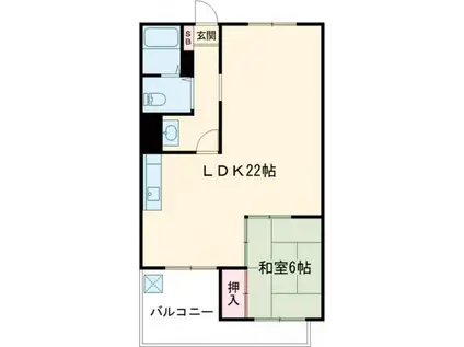 緑園サンコーポ(1LDK/2階)の間取り写真