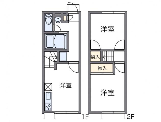 レオパレス田辺(2DK/1階)の間取り写真