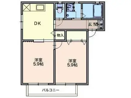 雪月花 雪棟(2K/1階)の間取り写真