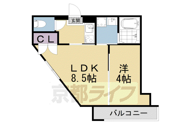 GRAZIOSO聖護院(1LDK/5階)の間取り写真