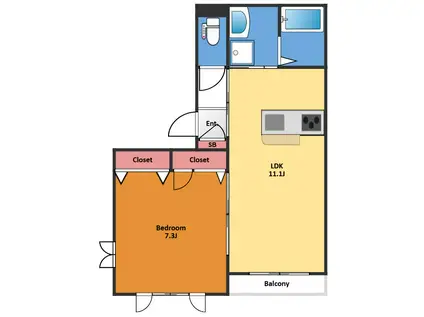 ブライト白金高輪(1LDK/3階)の間取り写真