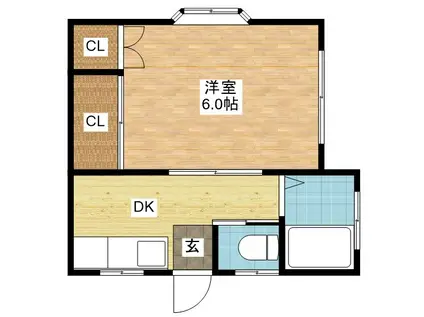 コーポサンシャイン(1DK/2階)の間取り写真