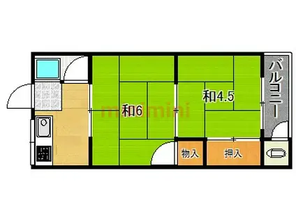 グリーンハイツ(2K/1階)の間取り写真