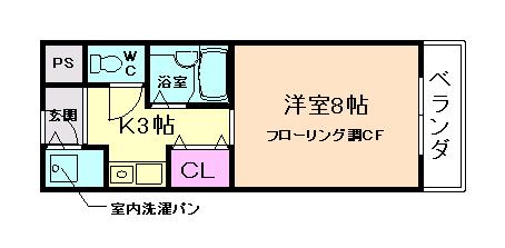 グランボア(1K/4階)の間取り写真
