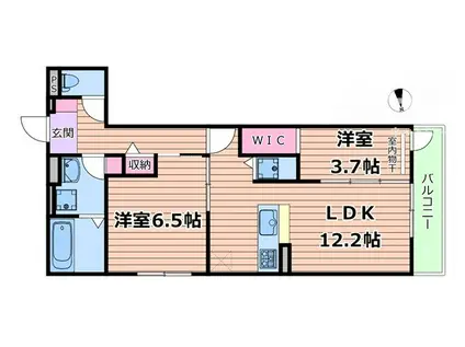 ラ・パーチェ江坂 II(2LDK/1階)の間取り写真