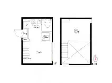 ヒュースクエア(ワンルーム/1階)の間取り写真