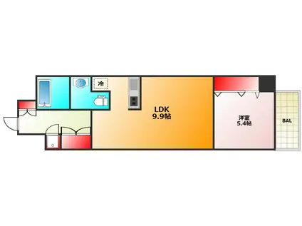 アーデン京町堀イースト(1LDK/7階)の間取り写真