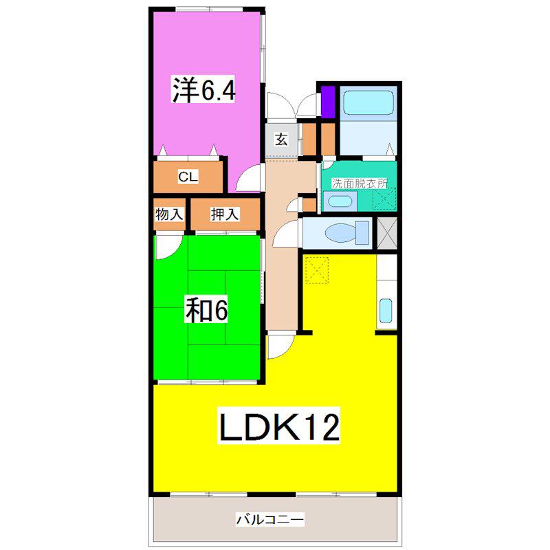 ペルージア(2LDK/2階)の間取り写真