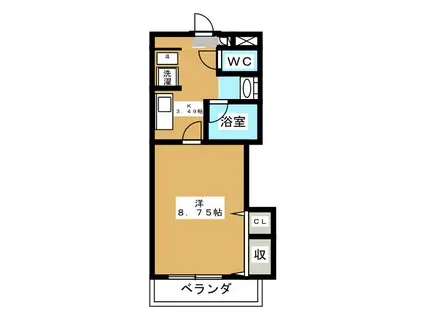 ガーデンハイツオリエンタル(1K/4階)の間取り写真