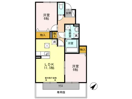 WIT NANA(2LDK/1階)の間取り写真