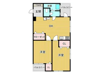 大和ビル(2DK/5階)の間取り写真