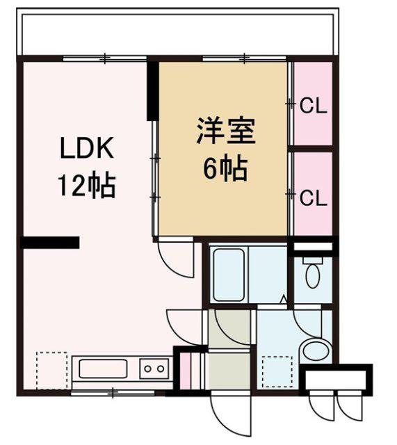 ロイヤルメゾン白浜(1LDK/2階)の間取り写真