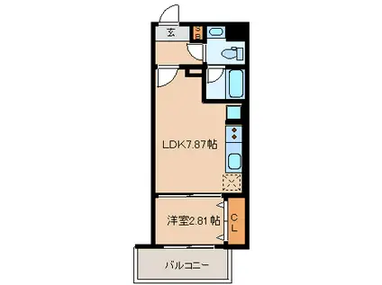 SERENITE新大阪(1DK/11階)の間取り写真