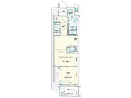 レシオス大阪城サウス(1DK/2階)の間取り写真