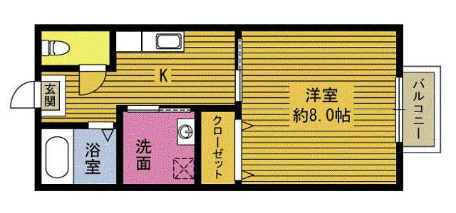 キャッスルコートA棟(1K/1階)の間取り写真