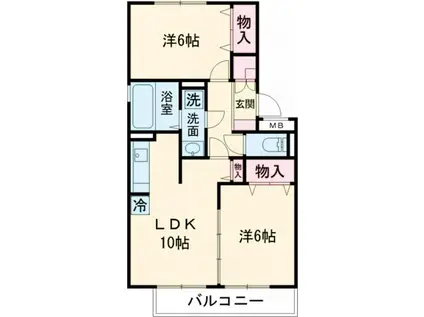 ロイヤルガーデン小佐世保C棟(2LDK/3階)の間取り写真
