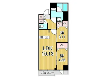 S-RESIDENCE綾瀬RIVIE(2LDK/4階)の間取り写真