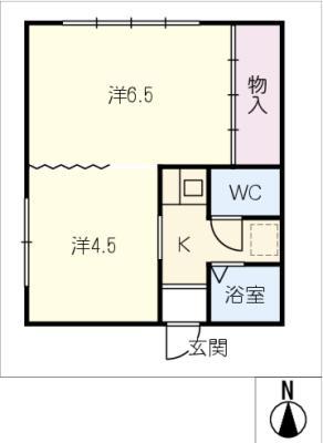 アーバンウェーブ岩成台(2K/1階)の間取り写真