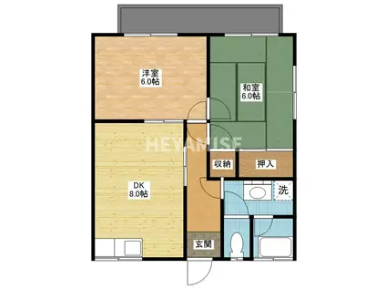 ヴィラ北栄(2DK/1階)の間取り写真