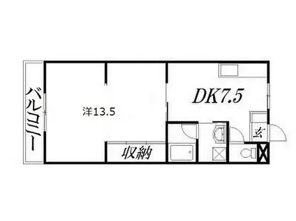 元魚ハイホーム(1DK/2階)の間取り写真