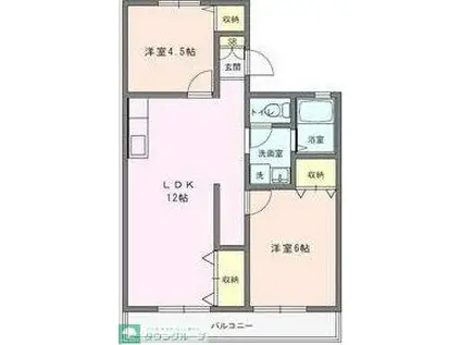 オリス鴻巣A(2LDK/2階)の間取り写真