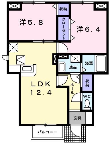 メゾンジェルメ(2LDK/1階)の間取り写真