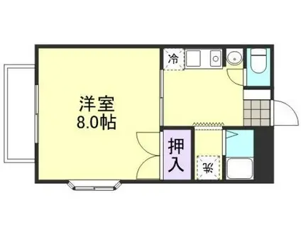 オアシス(1K/1階)の間取り写真