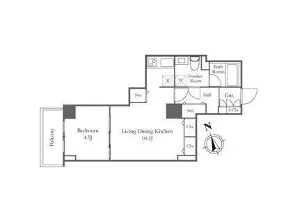 リバーシティ21新川(1LDK/15階)の間取り写真