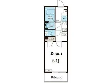 アウティス(1K/2階)の間取り写真