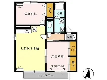 エストハウスC(2LDK/2階)の間取り写真