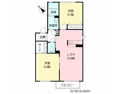 グランシャリオ小森野(2LDK/2階)の間取り写真