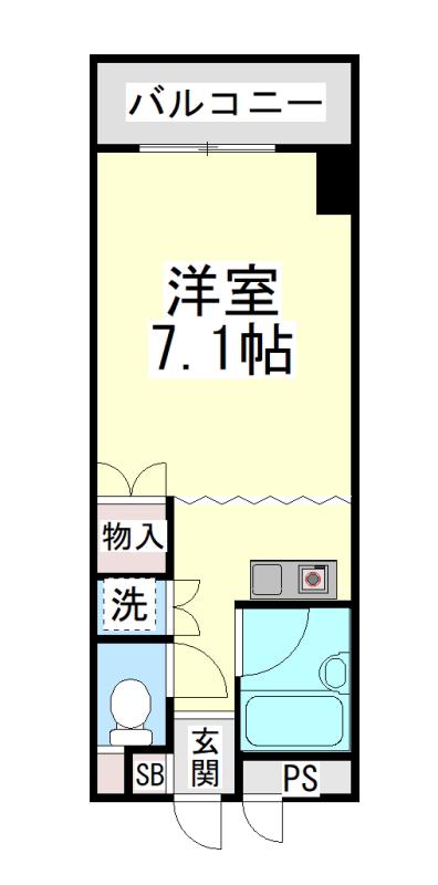 西灘駅前ハイツ(ワンルーム/5階)の間取り写真