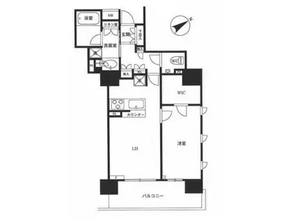 ウェリス六本木(1LDK/15階)の間取り写真