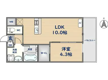 プレジオ荒本新町(1LDK/7階)の間取り写真