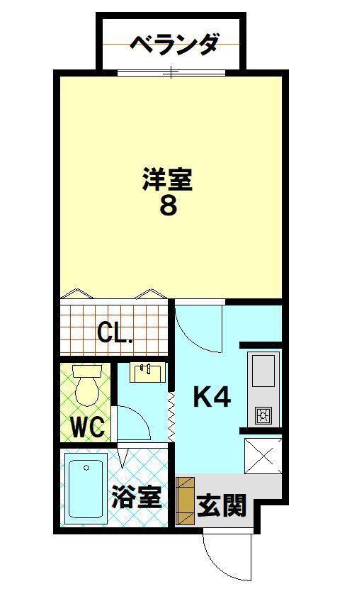 セジュールM(1K/1階)の間取り写真