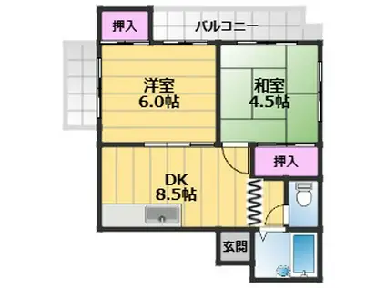 JSC高石(2DK/5階)の間取り写真