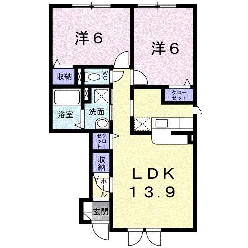サムソラーレ(2LDK/1階)の間取り写真