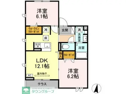 サウスヒルズ世田谷(2LDK/1階)の間取り写真