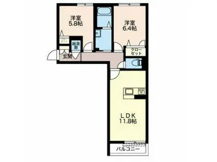 富山地鉄不二越上滝 朝菜町駅 徒歩3分 3階建 築11年(2LDK/1階)の間取り写真