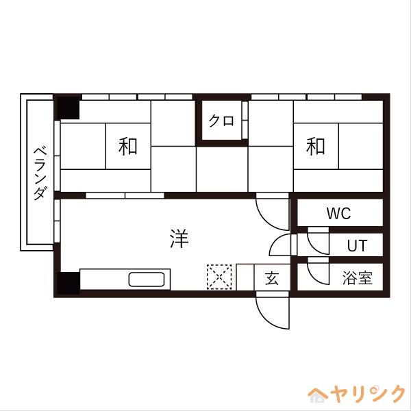 KSビル(1LDK/4階)の間取り写真
