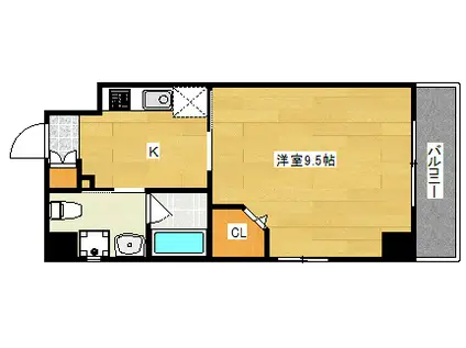 パレグレース中広II(1K/4階)の間取り写真